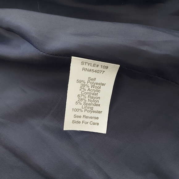 12 Cabi Wool Blend Blue Scroll Style Lined Jacket Blazer - Picture 8 of 10